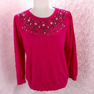CHARTER CLUB Women's Embellished Sequins Knit Pullover Sweater Size PL